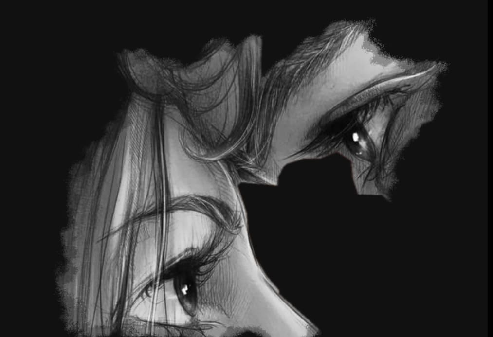 Couple making eye contact during a meaningful conversation